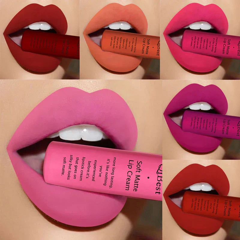 Kit lucidalabbra impermeabile rossetti lunga durata colori vivaci nudo , lucidalabbra rosso scuro nero rosa fucsia