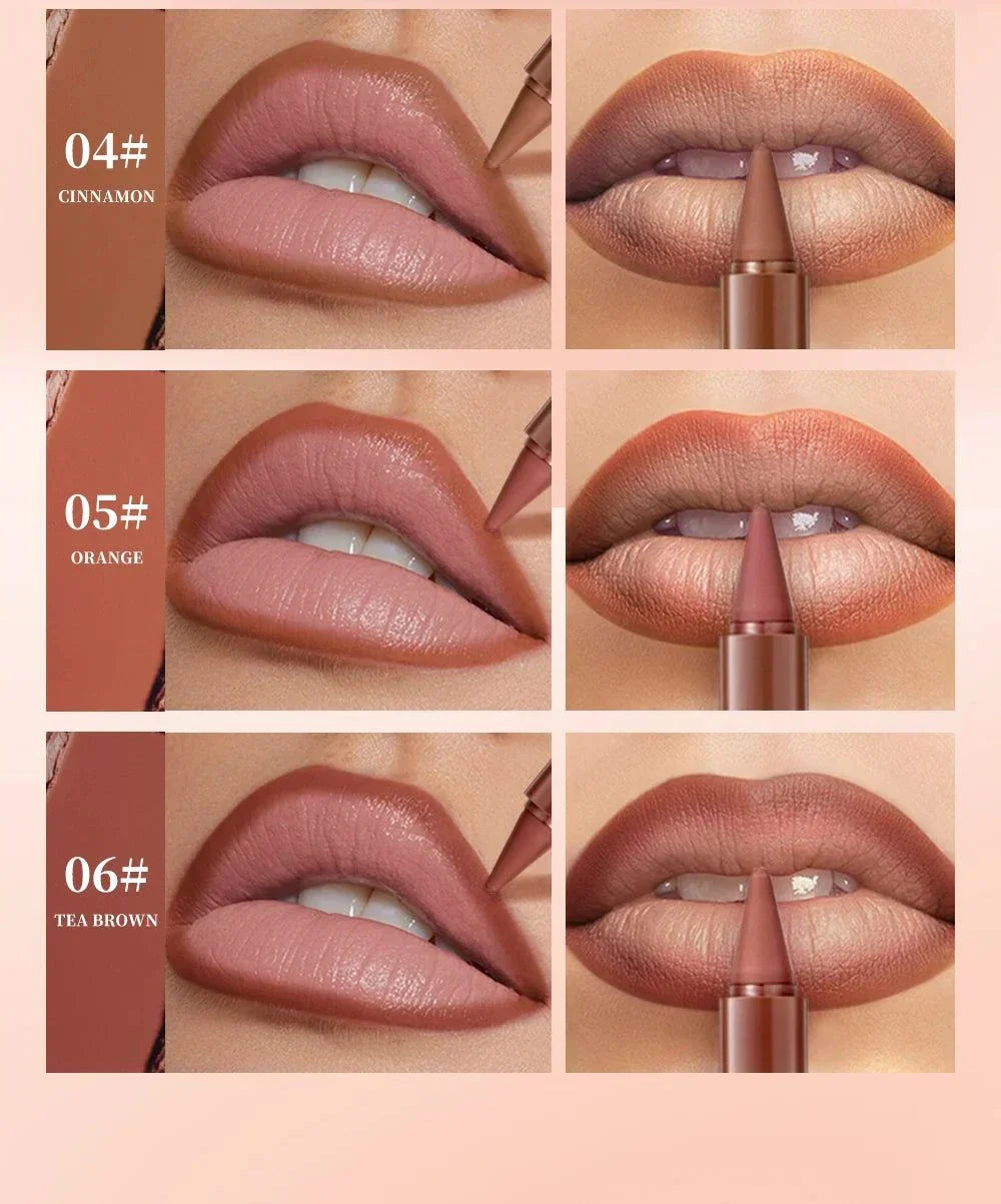 Matita per labbra QiBest marrone nudo opaco impermeabile contouring lipliner close-up