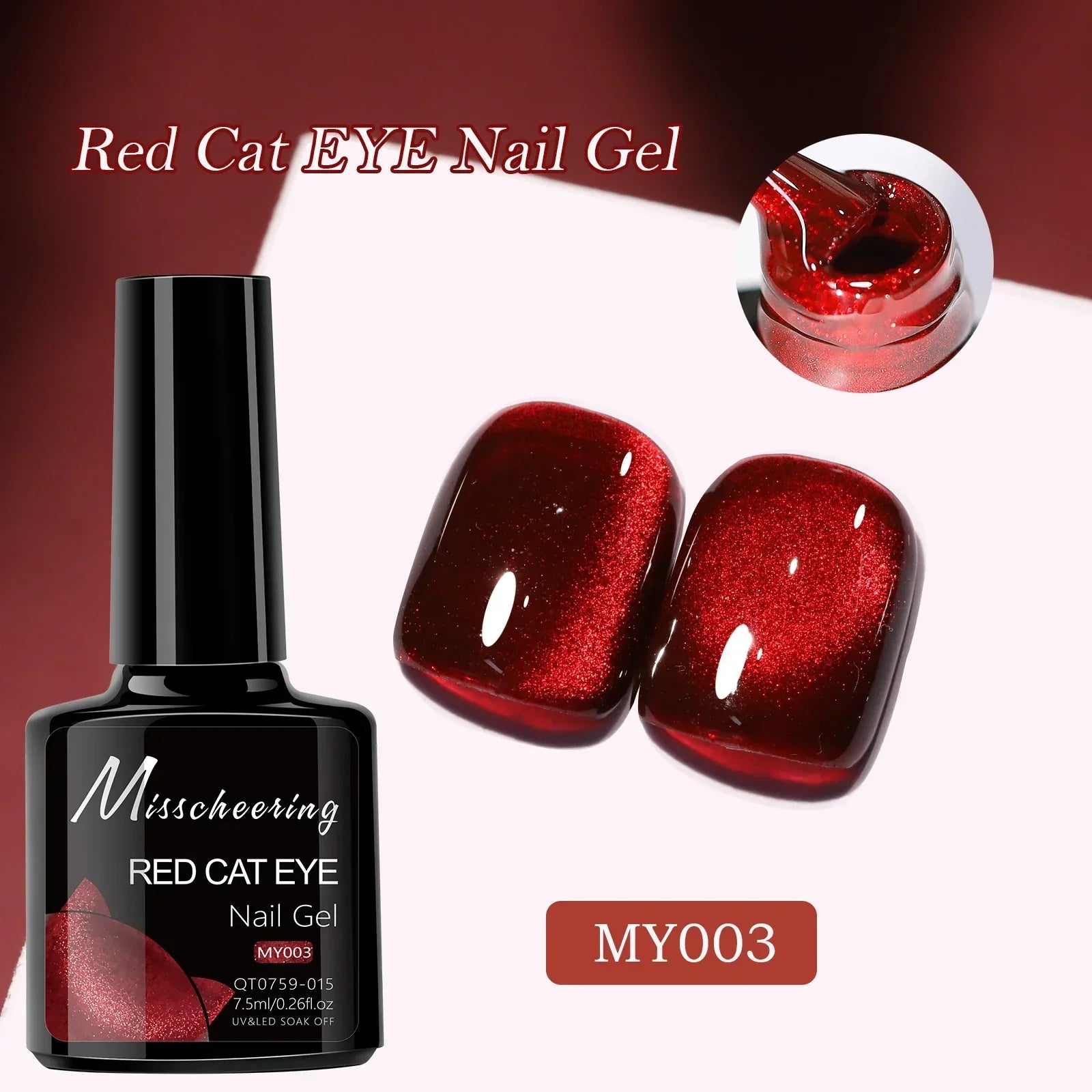 Smalto per unghie gel magnetico occhio di gatto rubino rosso da 7,5 ml