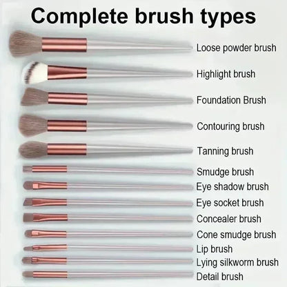 Set di pennelli per trucco morbido in nylon con manico in plastica, 13-16 pezzi, professionale e senza prodotti chimici ad alto impatto
