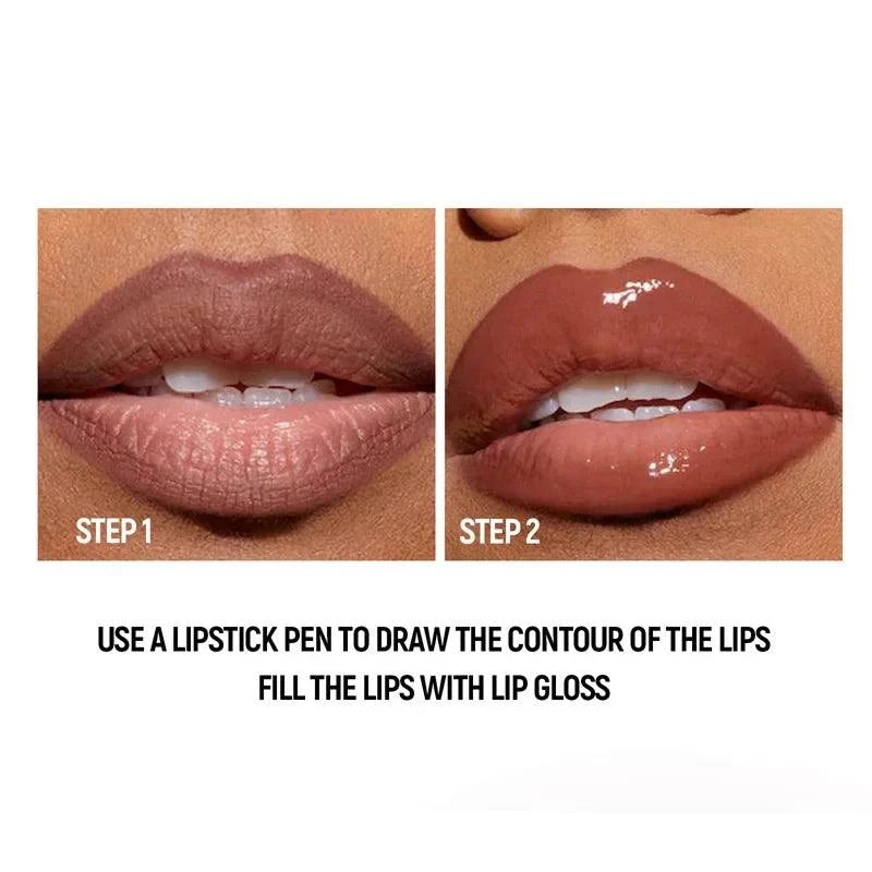 matita contorno labbra marrone nero con lip gloss lucido e definizione lunga durata
