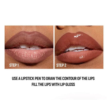 matita contorno labbra marrone nero con lip gloss lucido e definizione lunga durata