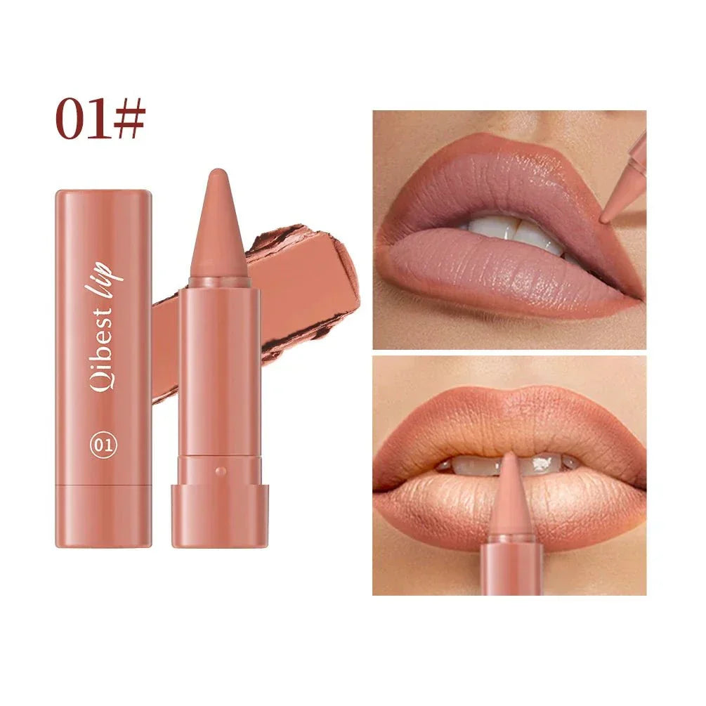Matita per labbra QiBest marrone opaco velluto impermeabile non appiccicoso contouring lipliner chiuso