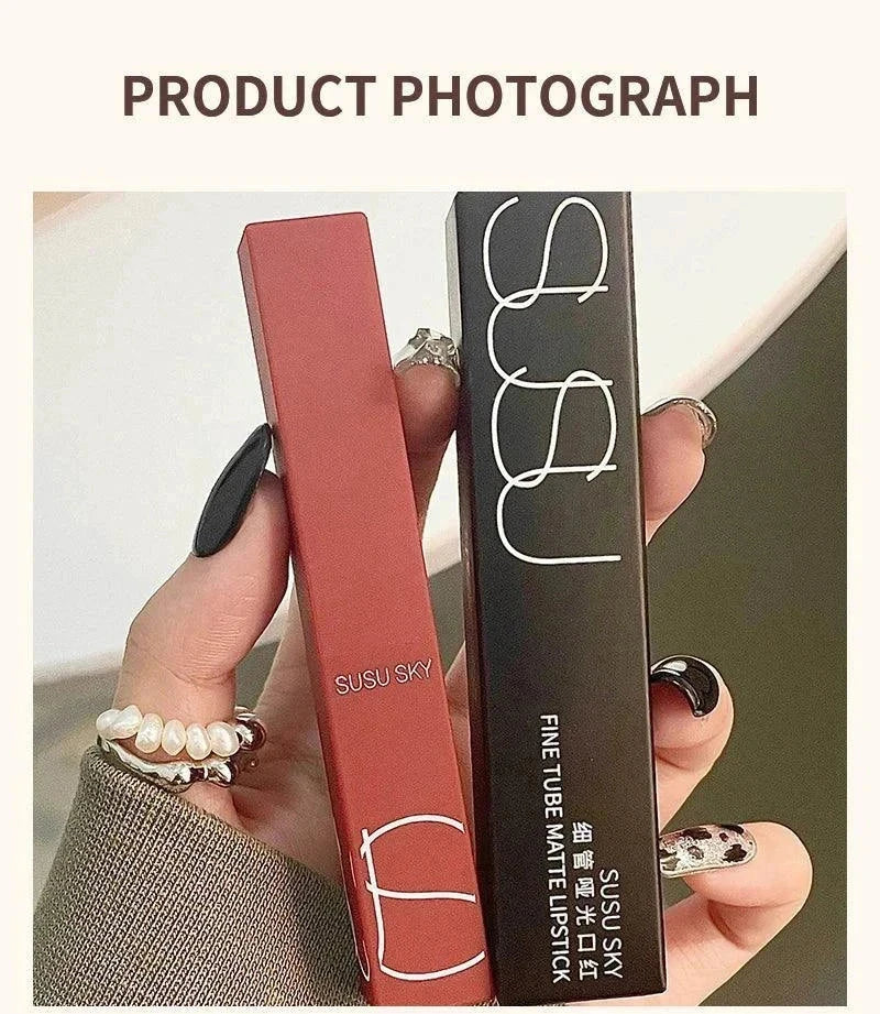 rossetto opaco impermeabile a tubo sottile resistente al sudore e facile da applicare