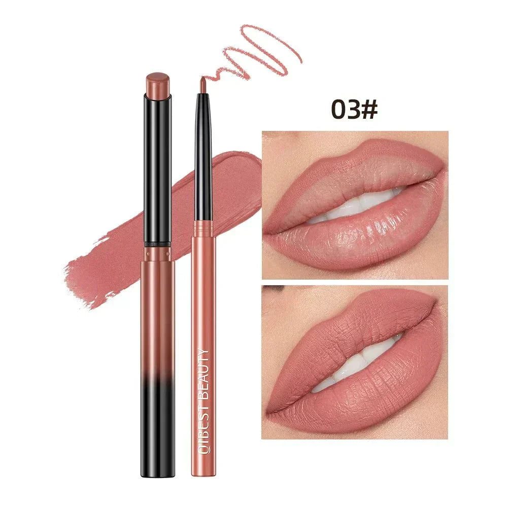 Penna per rossetto nude opaco a lunga durata con matita contorno labbra impermeabile color rosa naturale
