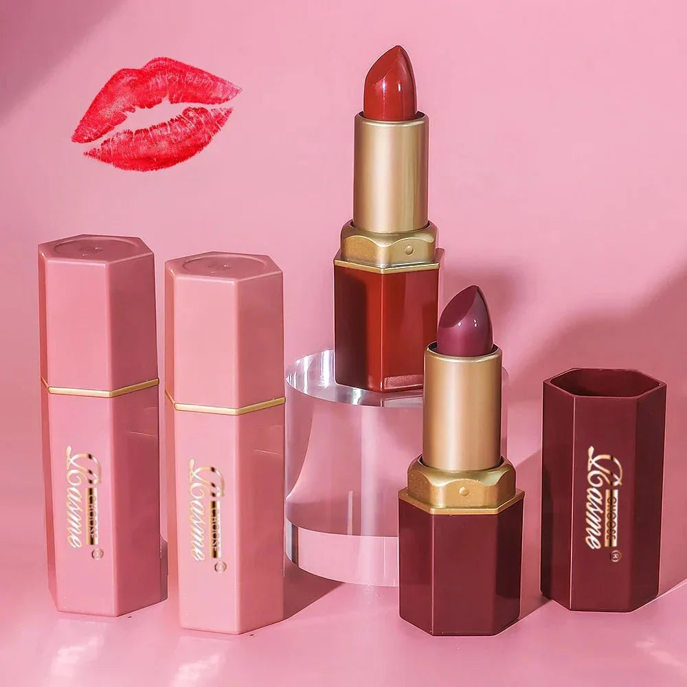 Rossetto a tubo opaco con barra d'oro e glitter perlescenti, set da 6 colori, regalo San Valentino