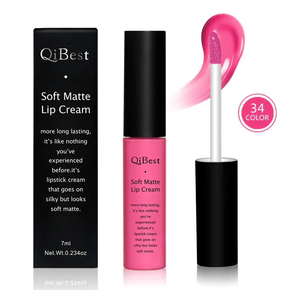 Kit lucidalabbra impermeabile QiBest soft matte 34 colori lunga durata