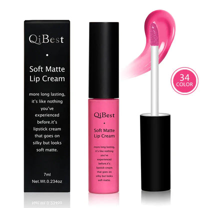 Kit lucidalabbra impermeabile QiBest soft matte 34 colori lunga durata