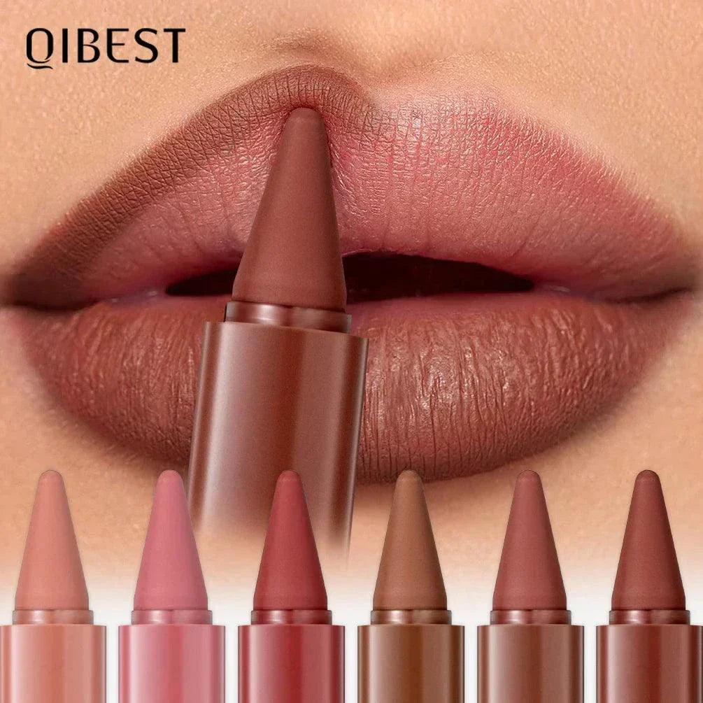 Matita per labbra marrone nudo opaco QiBest contorno labbra impermeabile velluto