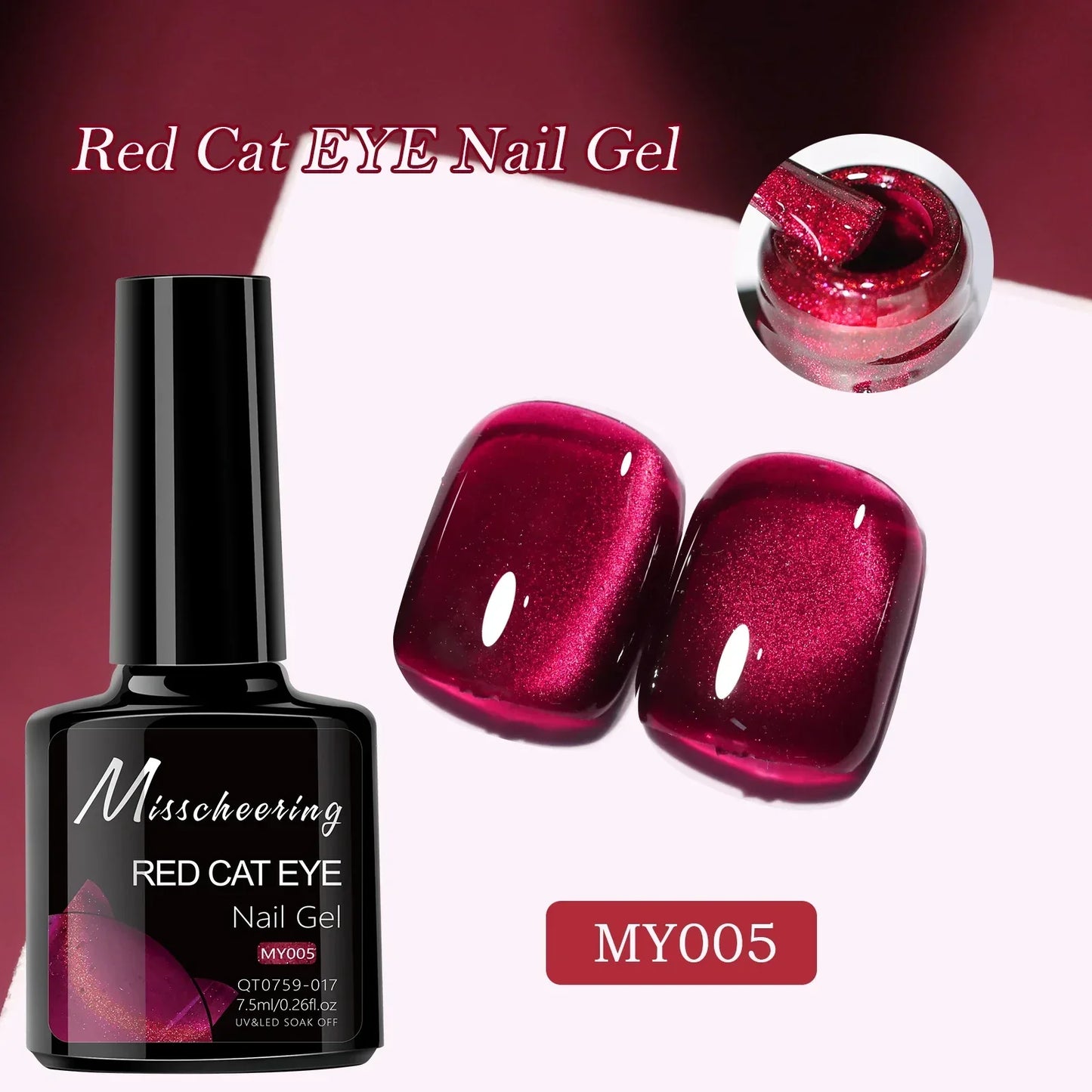 Smalto per unghie gel magnetico occhio di gatto rubino rosso da 7,5 ml