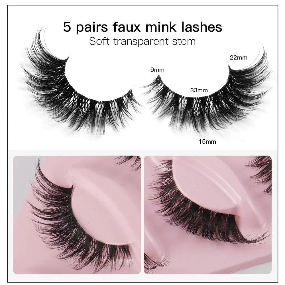 Ciglia finte a striscia stile cat eye alate in capelli sintetici lunghe e naturali