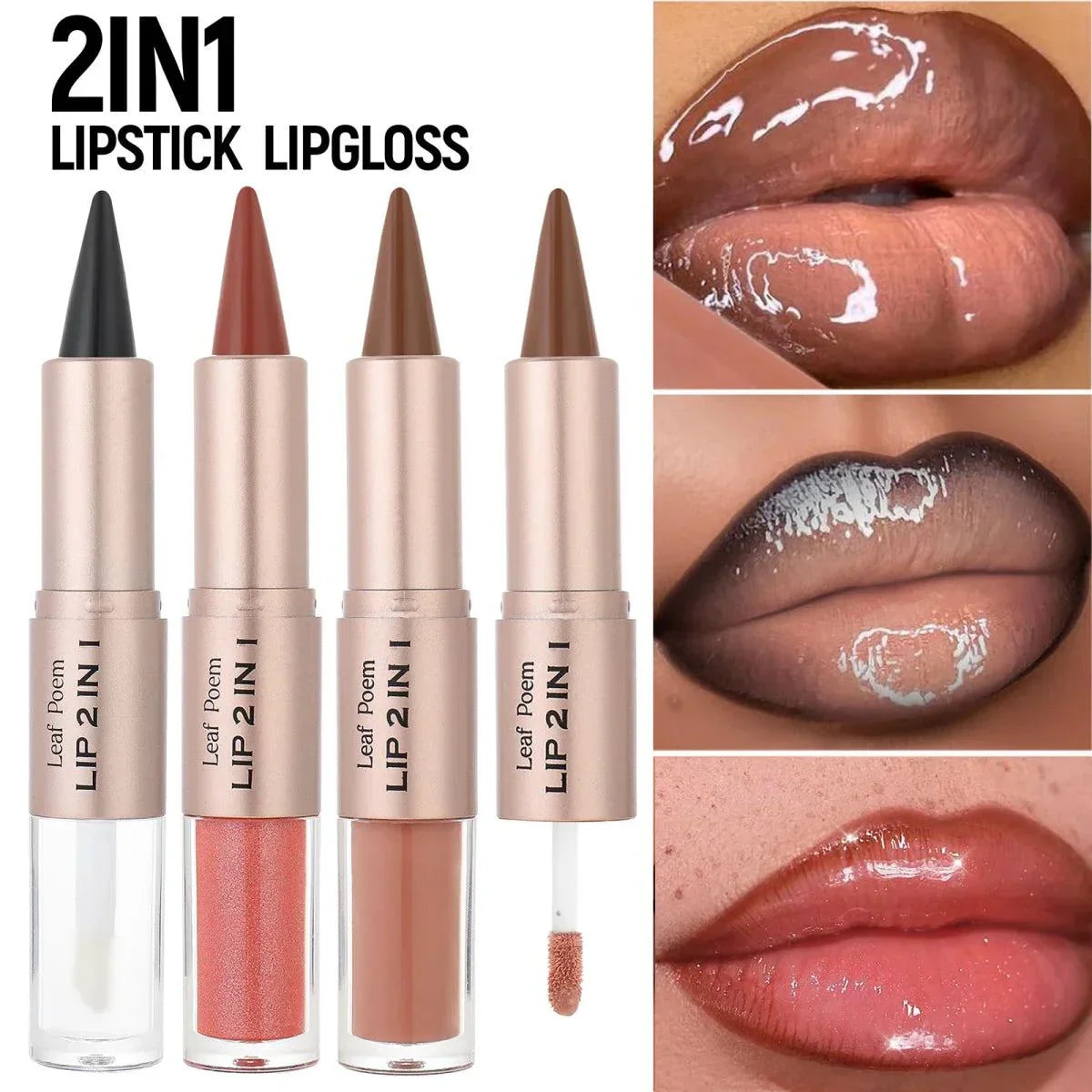 penna per labbra sfumata conica 2IN1 marrone nudo lucidalabbra opaco impermeabile trucco antiaderente