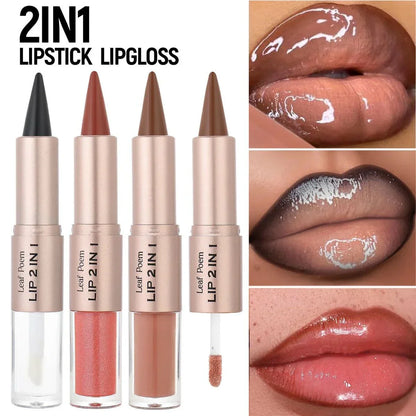penna per labbra sfumata conica 2IN1 marrone nudo lucidalabbra opaco impermeabile trucco antiaderente