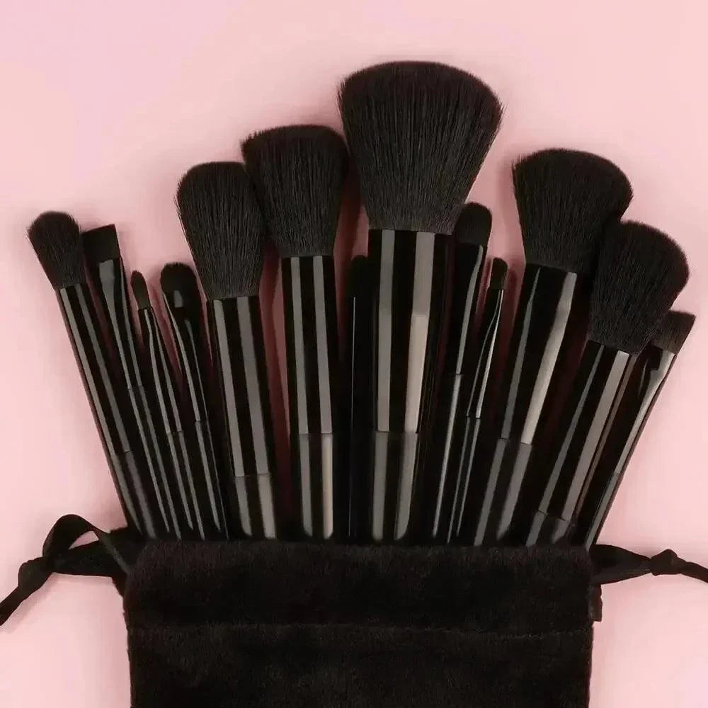 Set di pennelli per trucco professionale morbido in nylon con manico in plastica, 13-16 pezzi