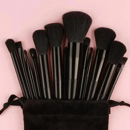 Set di pennelli per trucco professionale morbido in nylon con manico in plastica, 13-16 pezzi