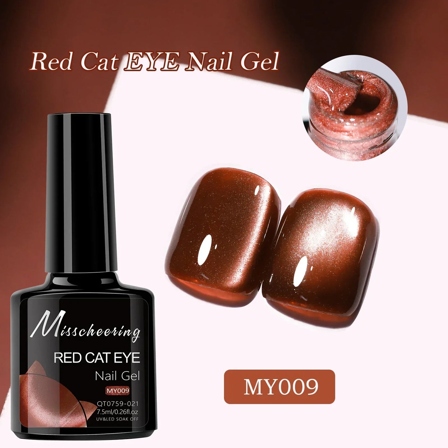 Smalto per unghie gel magnetico occhio di gatto rubino rosso da 7,5 ml