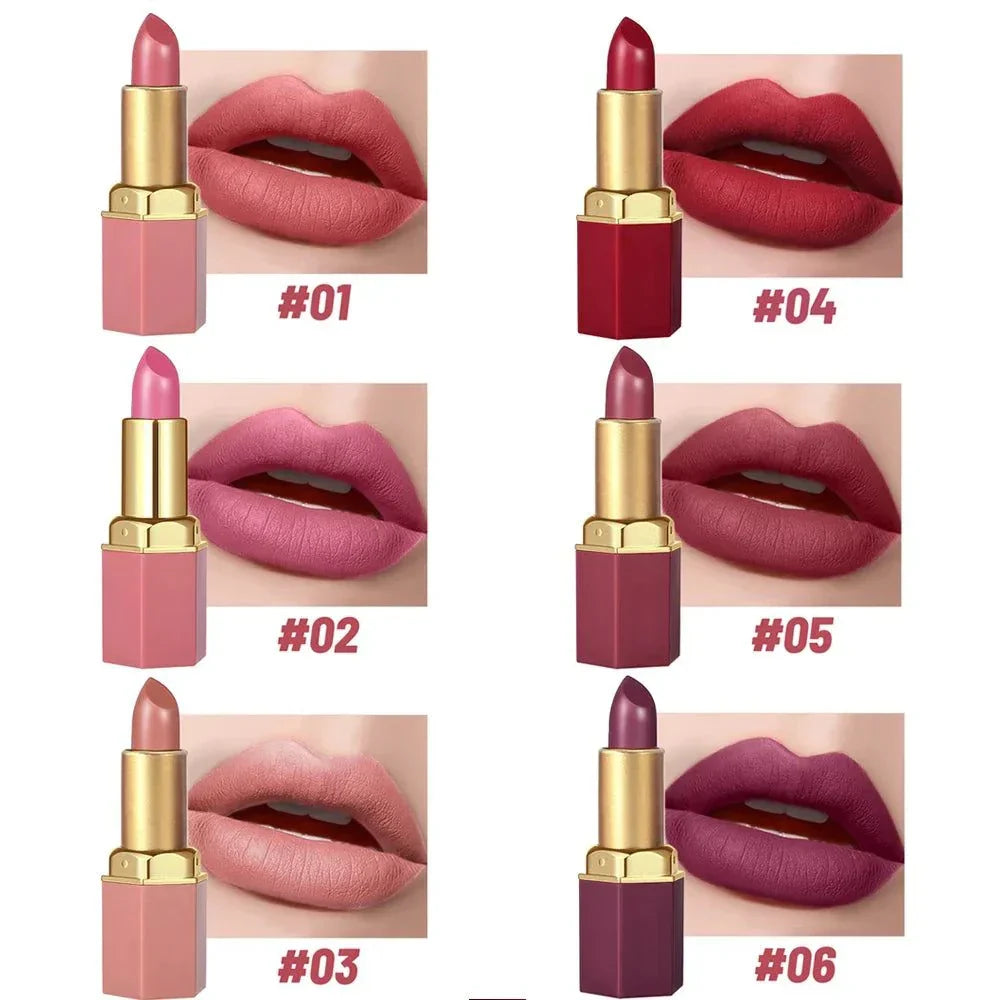 Rossetto a tubo a 6 colori opachi con barra d'oro e glitter perlescenti in confezione regalo San Valentino