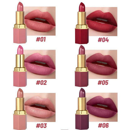 Rossetto a tubo a 6 colori opachi con barra d'oro e glitter perlescenti in confezione regalo San Valentino