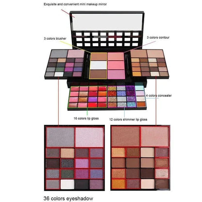 palette di ombretti colorate e pigmentate per trucco impermeabile e resistente all'acqua