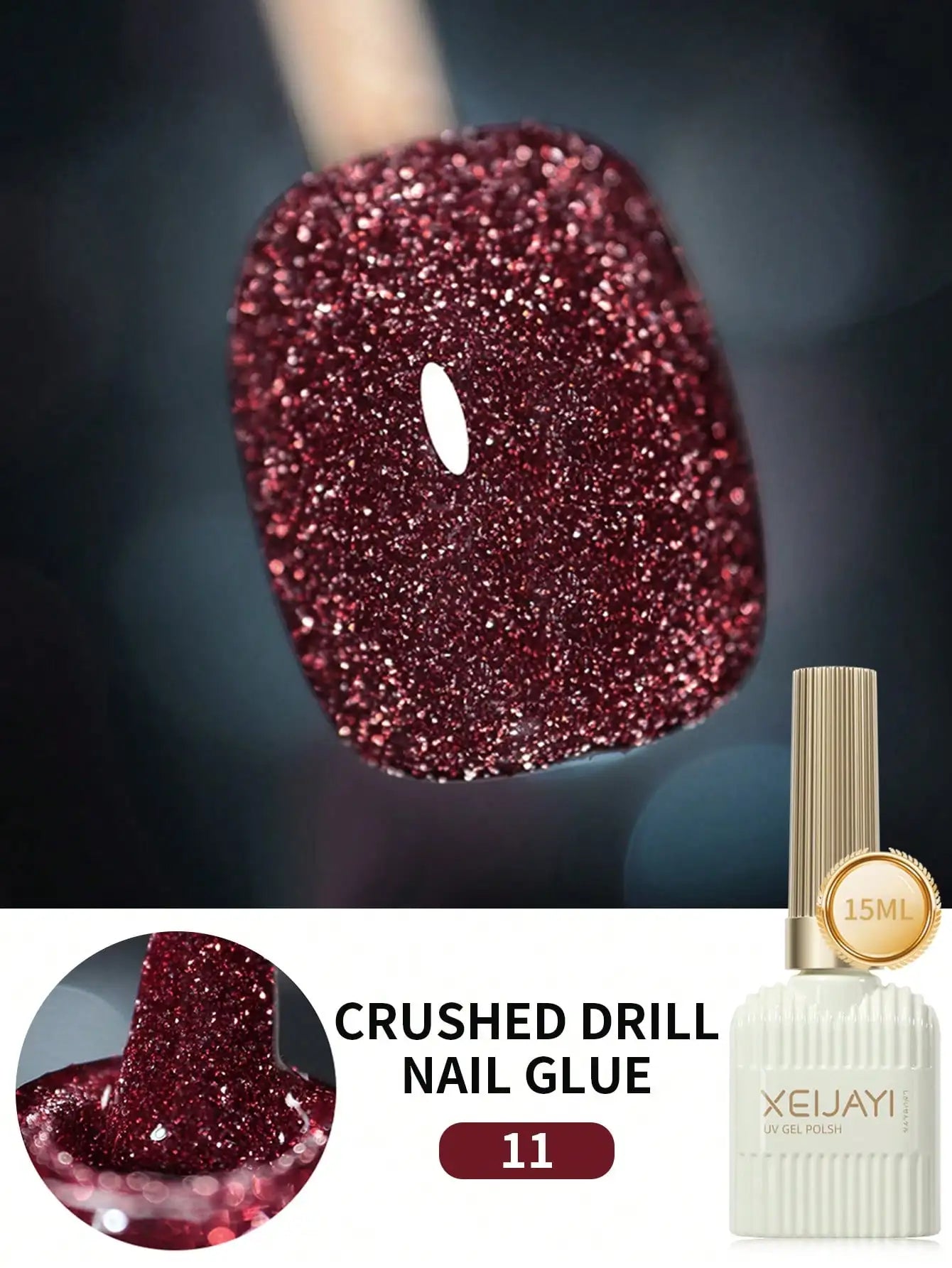 Smalto per unghie gel riflettente con diamanti da discoteca da 15 ml
