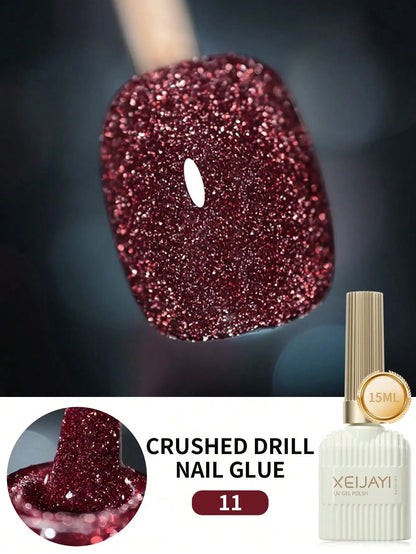 Smalto per unghie gel riflettente con diamanti da discoteca da 15 ml