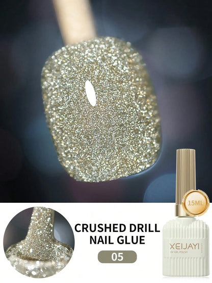 Smalto per unghie gel riflettente con diamanti da discoteca da 15 ml