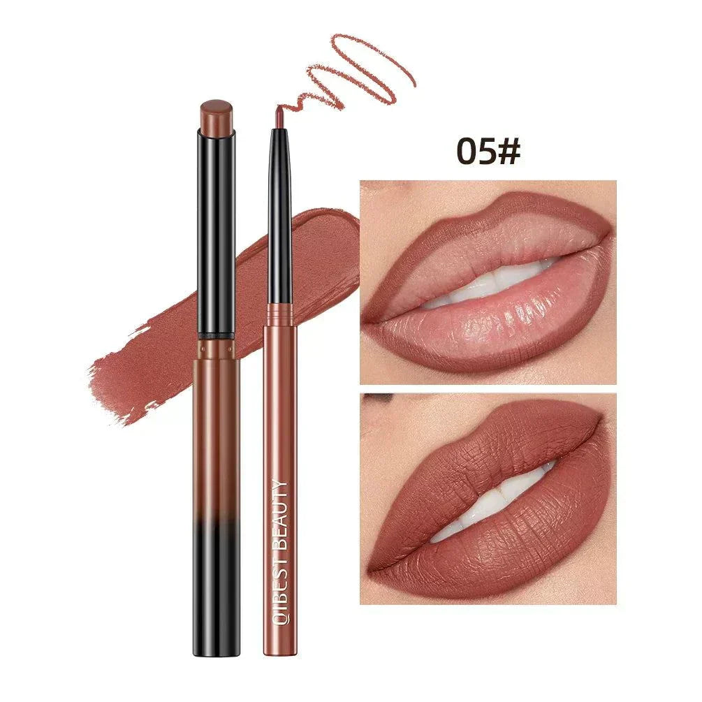 Penna per rossetto opaco nudo a lunga durata con matita contorno labbra impermeabile colore rosso sexy