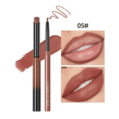 Penna per rossetto opaco nudo a lunga durata con matita contorno labbra impermeabile colore rosso sexy