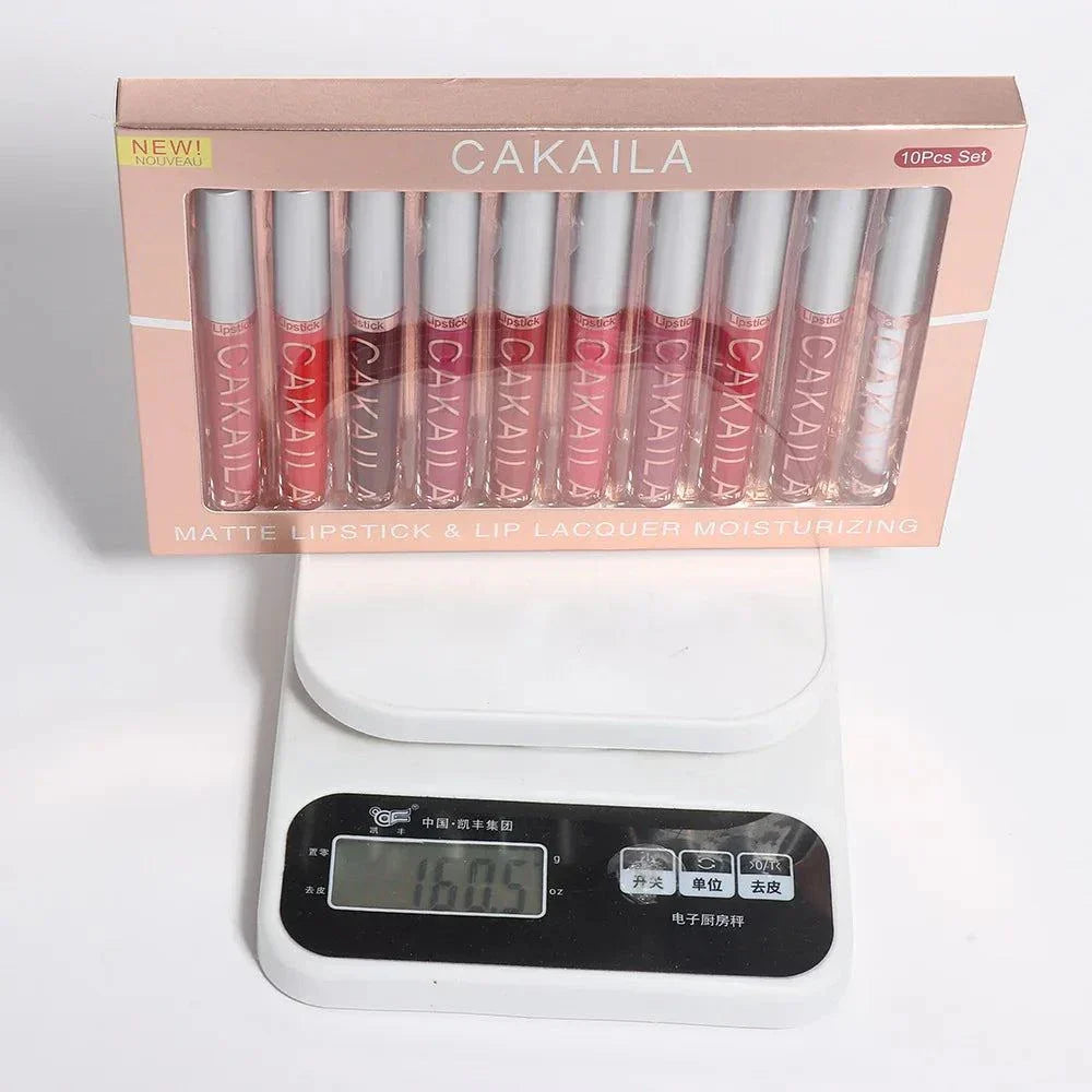 Set CAKAILA 10 pz rossetti velluto opachi nude a lunga durata impermeabili