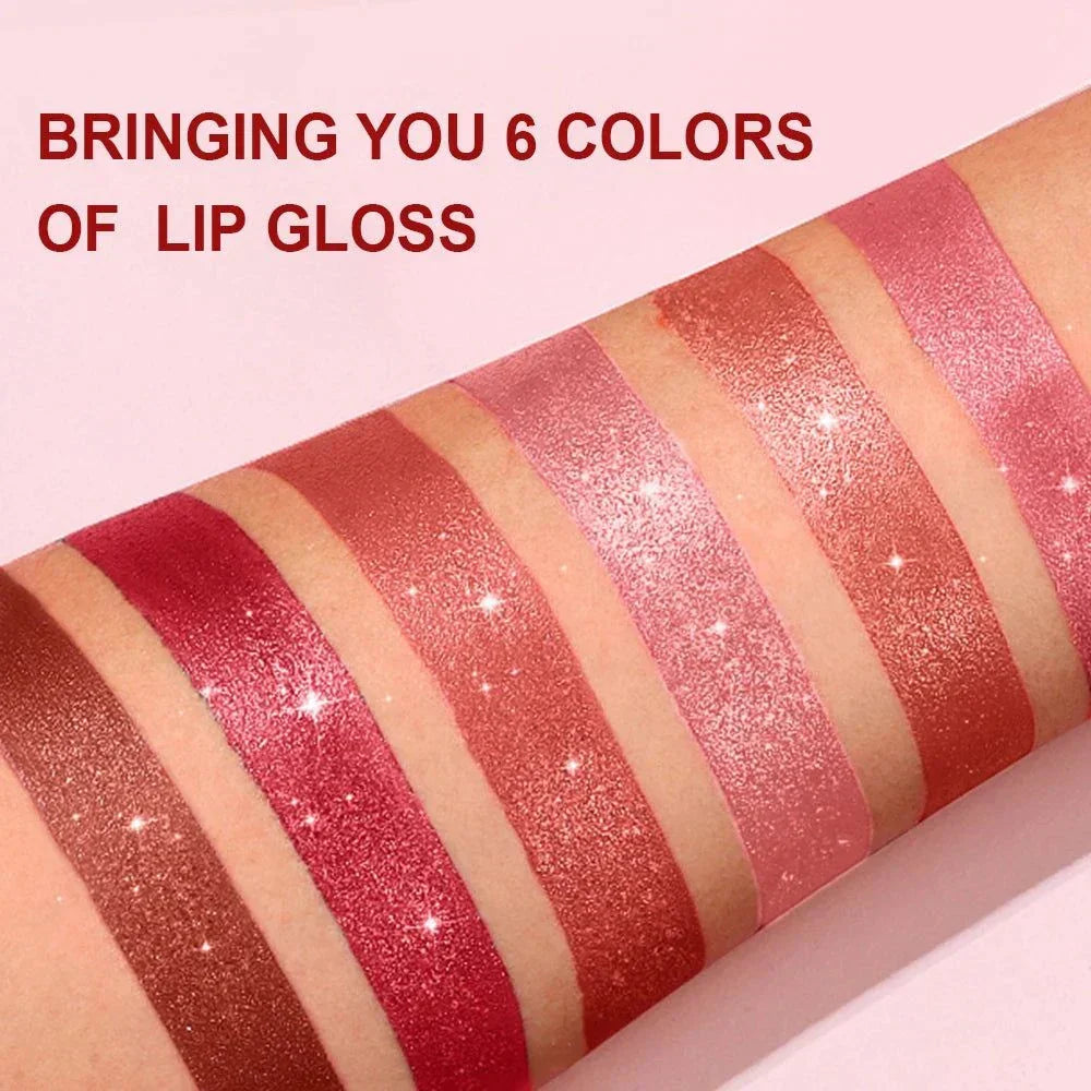 Rossetto in velluto glitter rosa perlescente metallizzato opaco impermeabile a lunga durata