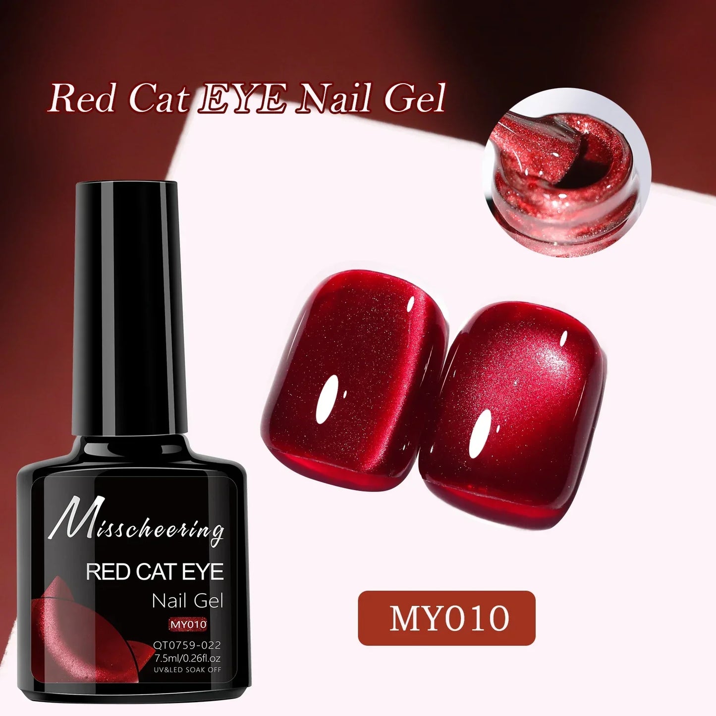 Smalto per unghie gel magnetico occhio di gatto rubino rosso da 7,5 ml