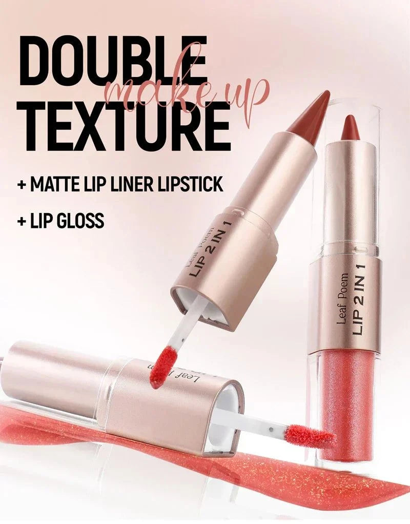 matita contorno labbra marrone nero doppia texture con rossetto opaco e lucido brillante