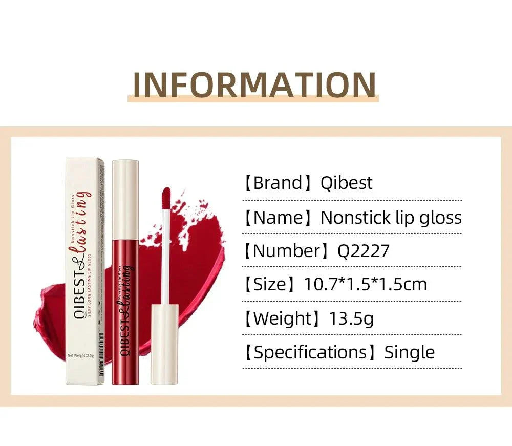 Rossetto liquido opaco rosso lunga durata impermeabile con applicatore e confezione singola QiBest