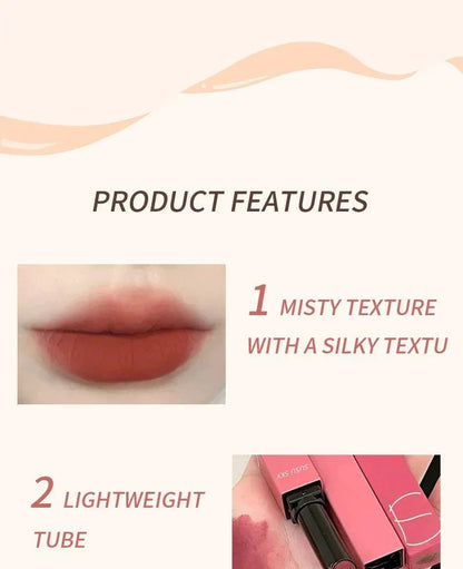 rossetto opaco a tubo sottile impermeabile resistente al sudore texture setosa e leggera