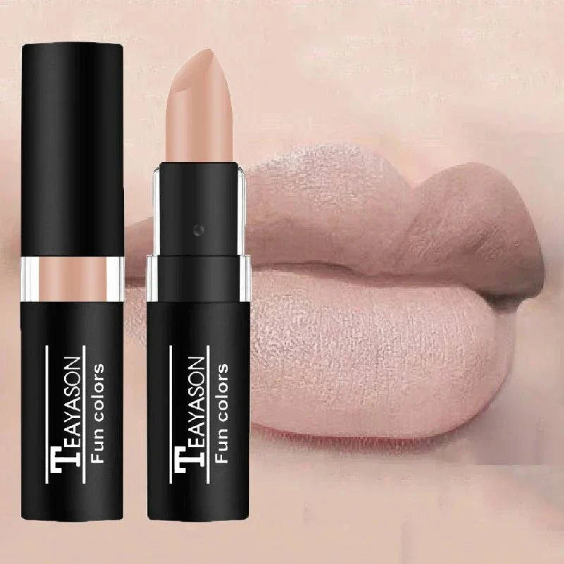 rossetto opaco nero lunga durata effetto velluto colore nude trucco labbra donna impermeabile