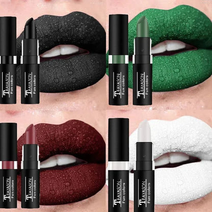 Rossetto opaco nero resistente all'acqua per labbra sexy e velluto, 12 colori disponibili