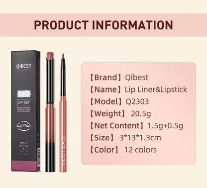 penna per rossetto opaco nudo a lunga durata con matita labbra impermeabile in confezione Qibest