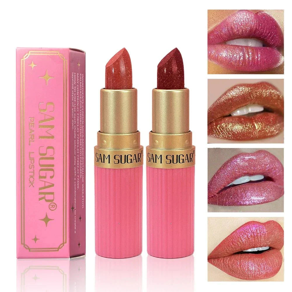 Rossetto in velluto glitter rosa metallizzato opaco impermeabile e idratante lunga durata