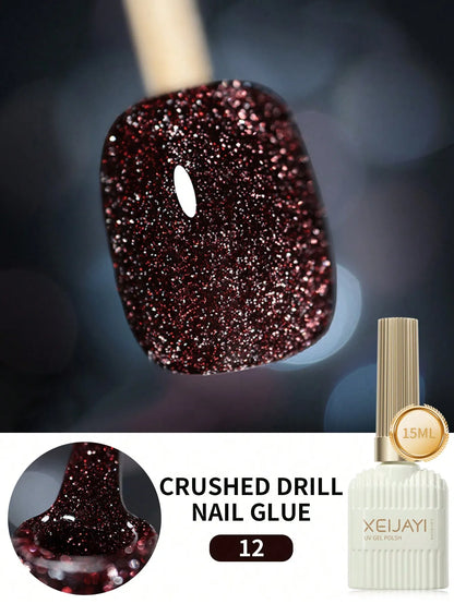 Smalto per unghie gel riflettente con diamanti da discoteca da 15 ml