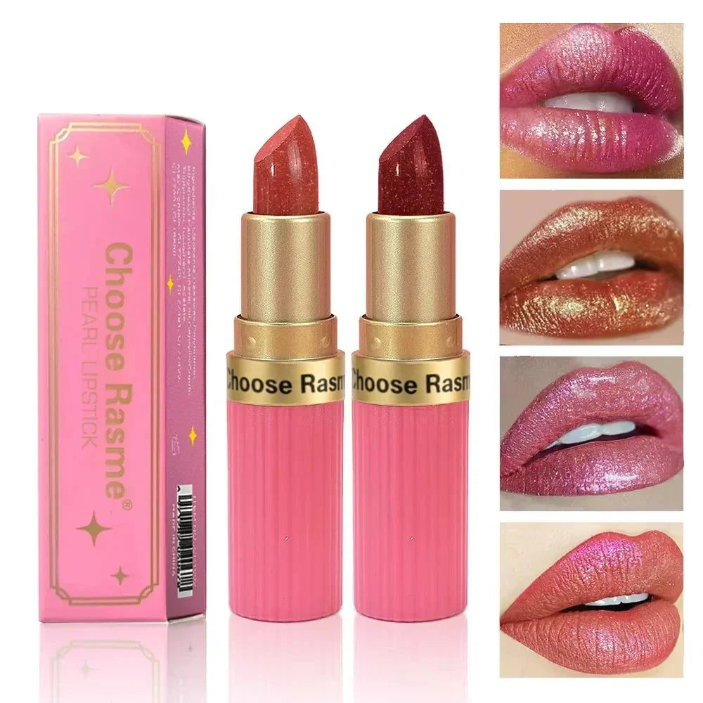 Rossetto in velluto glitter rosa metallizzato opaco e idratante, lungo durata impermeabile 3.5g marca CHOOSE RASME