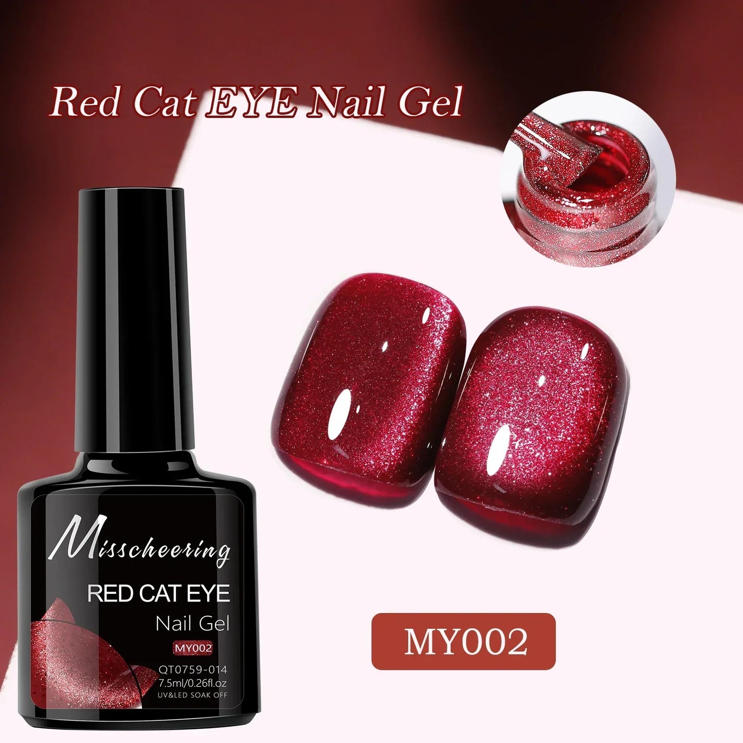 Smalto per unghie gel magnetico occhio di gatto rubino rosso da 7,5 ml