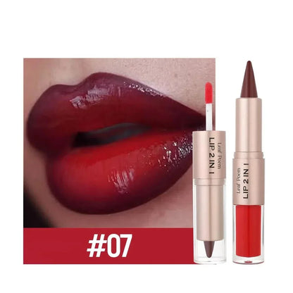 penna per labbra sfumata conica 2IN1 marrone nudo lucidalabbra opaco contorno impermeabile trucco antiaderente