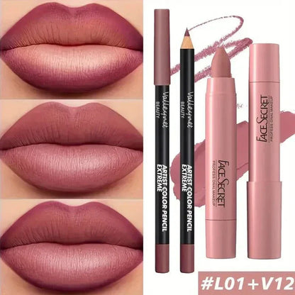 Rossetto in velluto opaco FACESECRET set da 2 pezzi, formula non appiccicosa, impermeabile e a lunga durata