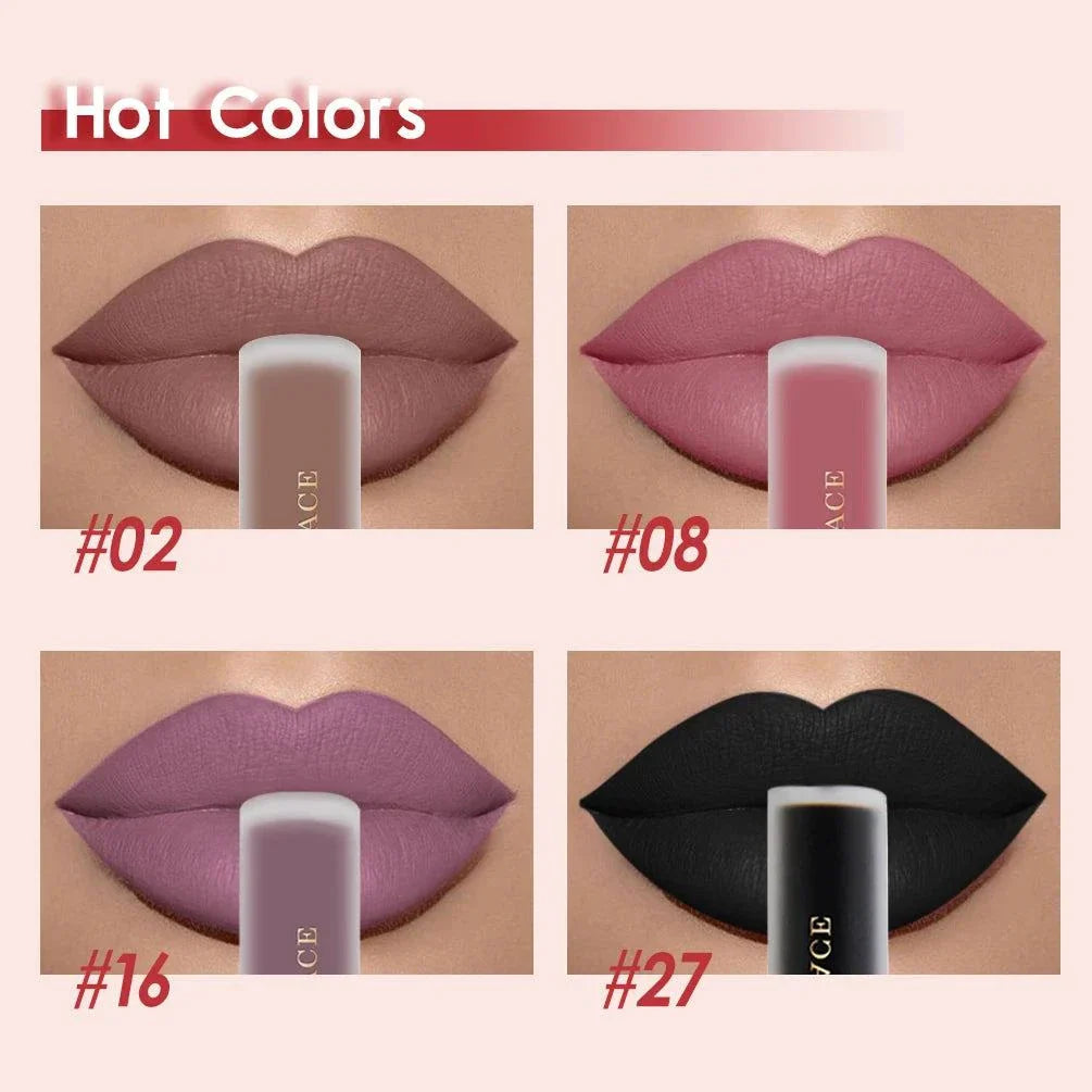Rossetto liquido nudo opaco lunga durata colori nude rosa lilla nero