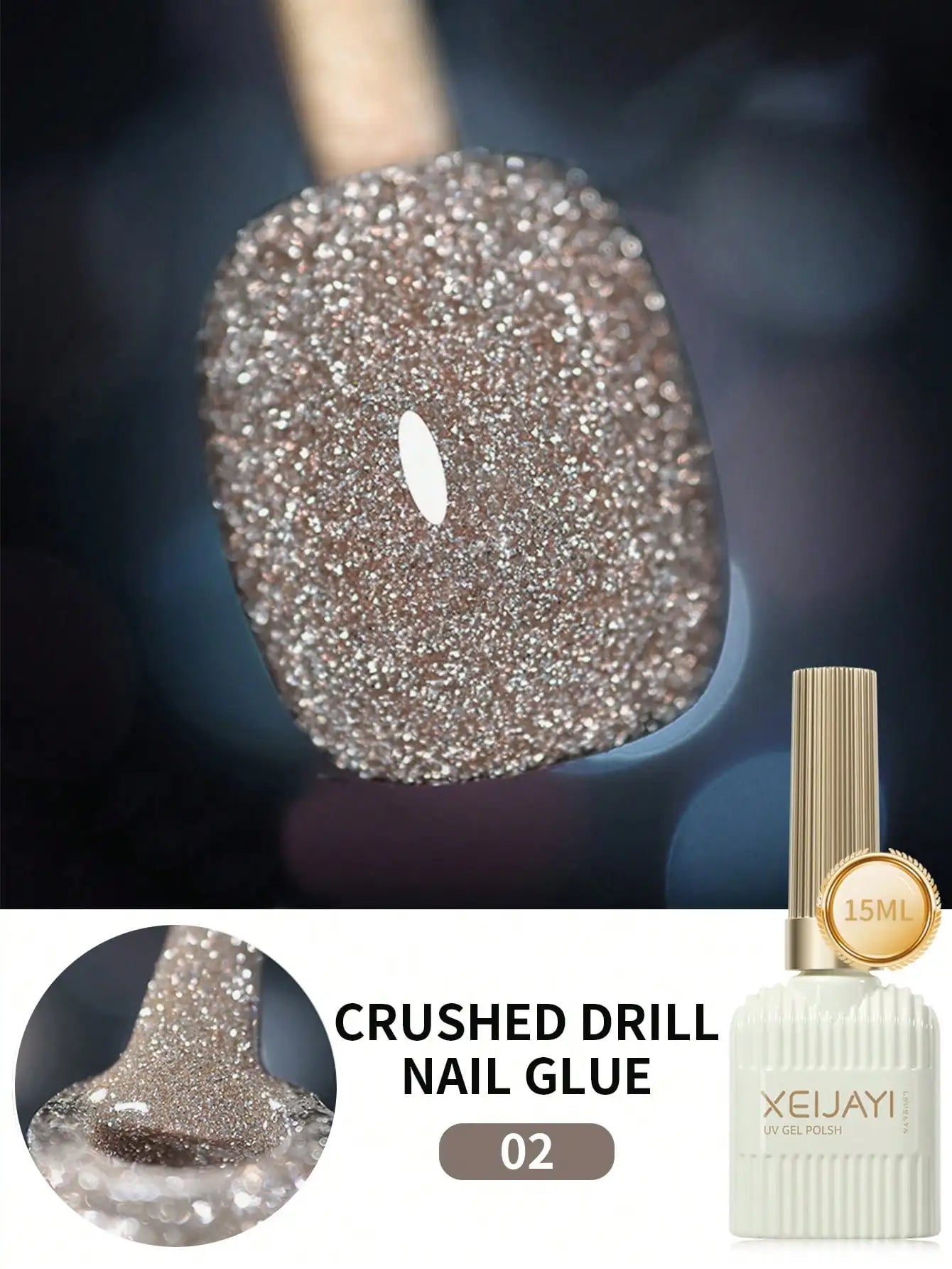 Smalto per unghie gel riflettente con diamanti da discoteca da 15 ml