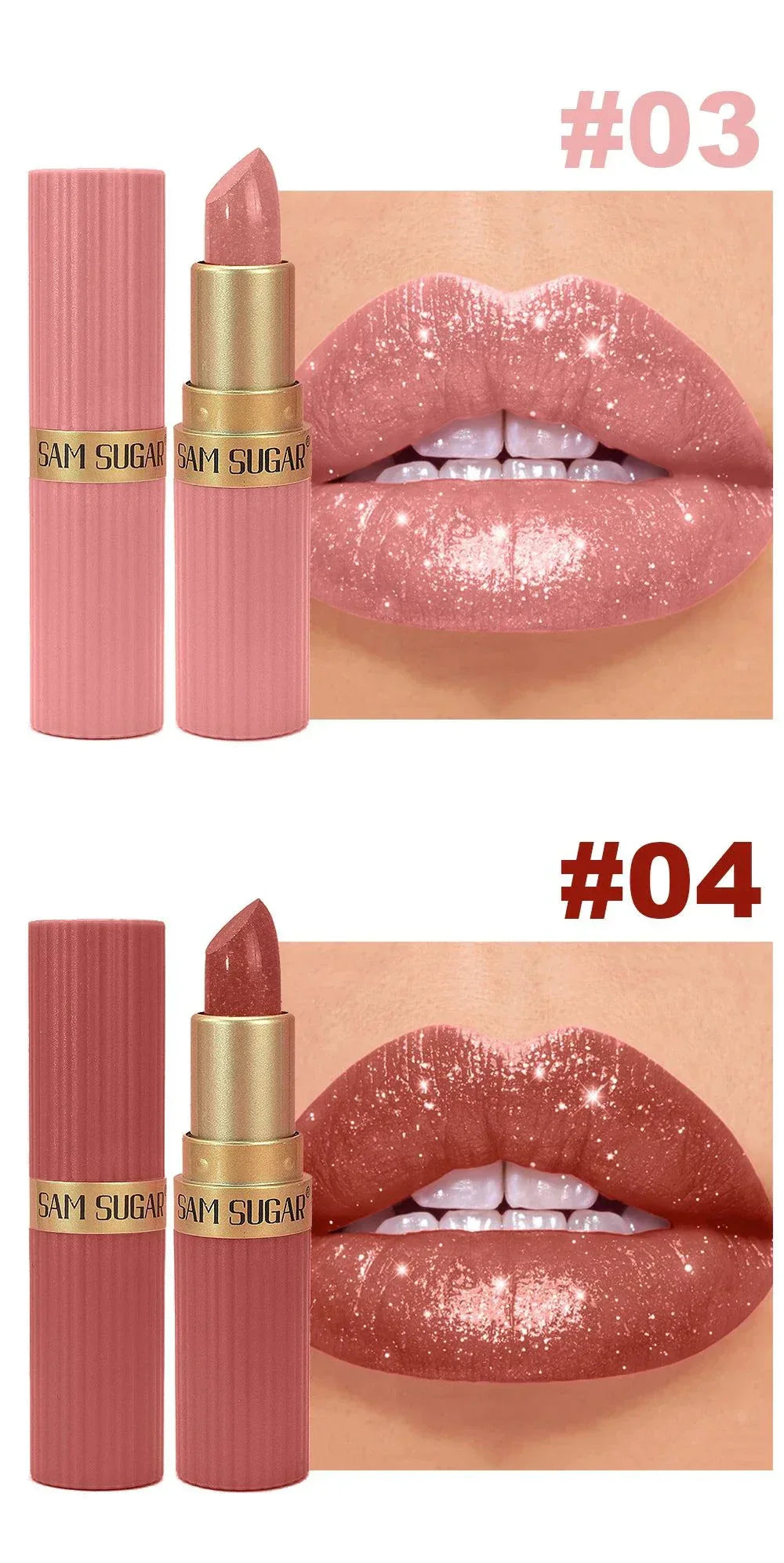 Rossetto in velluto glitter rosa metallizzato opaco impermeabile idratante lungo durata