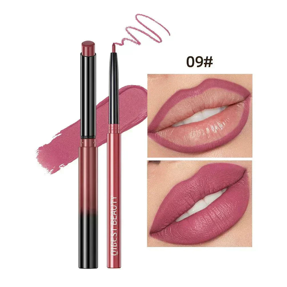 Penna per rossetto opaco nudo a lunga durata con matita contorno labbra impermeabile colore rosso sexy