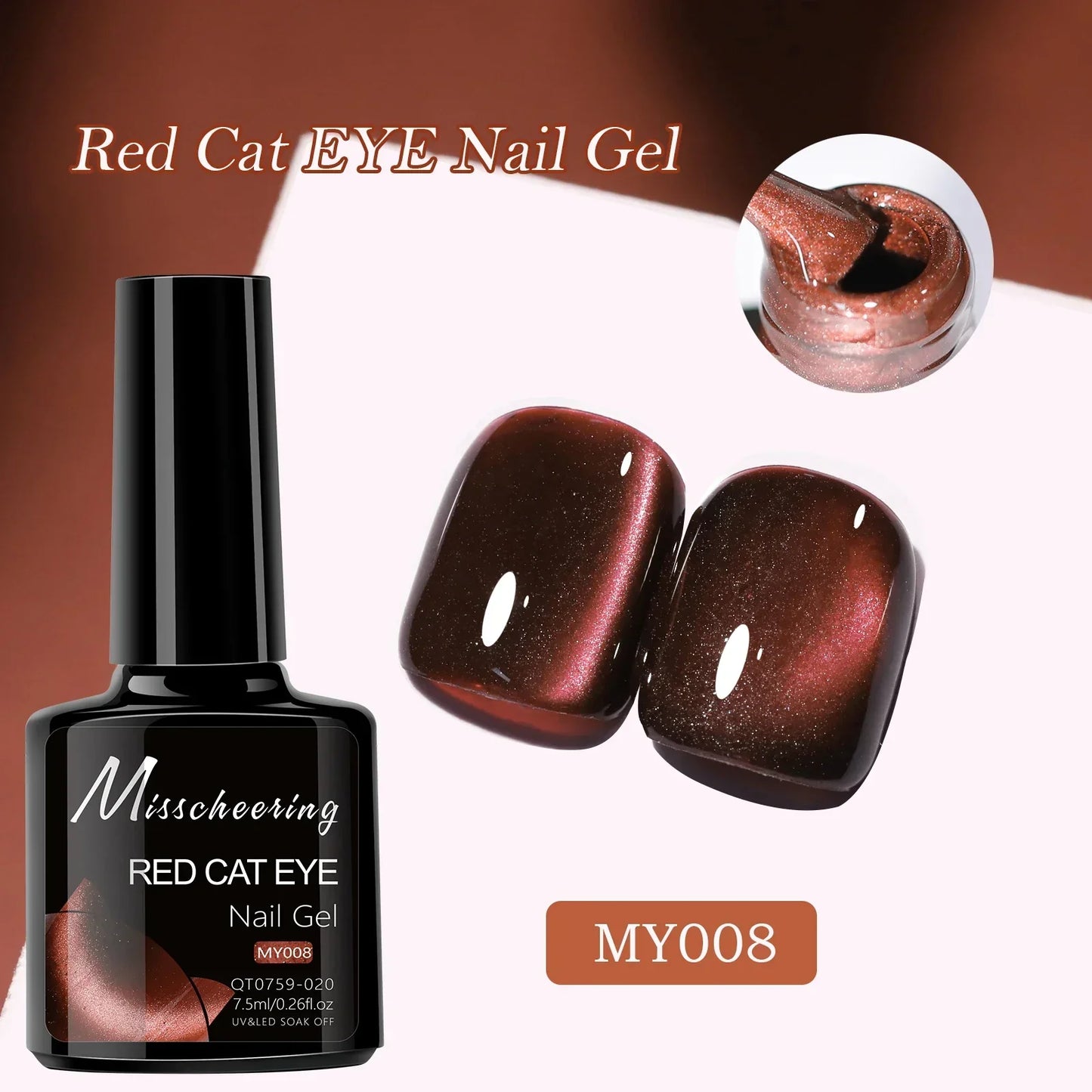 Smalto per unghie gel magnetico occhio di gatto rubino rosso da 7,5 ml