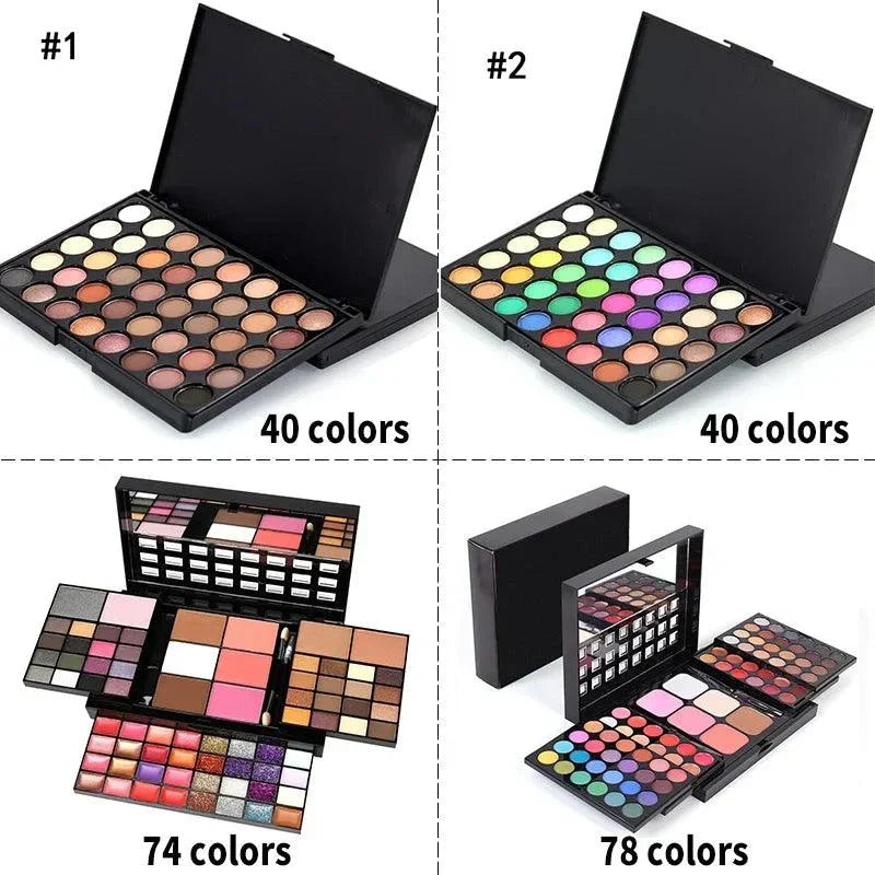 Palette di ombretti colorate con 40-78 tonalità opache e brillanti, resistenti all'acqua e ad alta pigmentazione