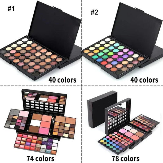 Palette di ombretti colorate con 40-78 tonalità opache e brillanti, resistenti all'acqua e ad alta pigmentazione
